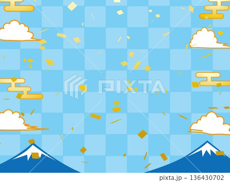 年賀状、富士山、富士、正月、イラスト、年賀、日本、新年、和風、 136430702
