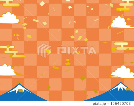 年賀状、富士山、富士、正月、イラスト、年賀、日本、新年、和風、 136430708