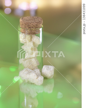 White crystals in a glass jar 136431099