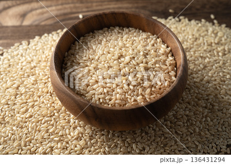 Japanese bran rice 136431294