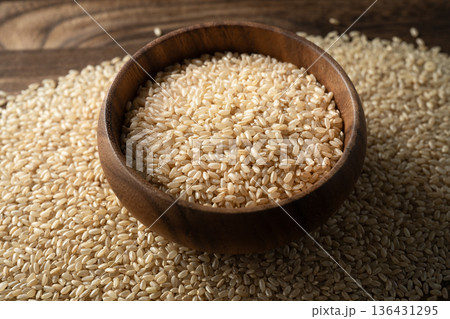 Japanese bran rice 136431295