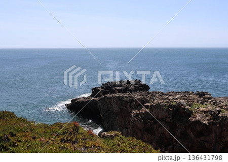 Dramatic limestone cliffs and Atlantic Ocean view in Cascais, Portugal. Dramatic limestone cliffs and Atlantic Ocean view in Cascais, Portugal. 136431798