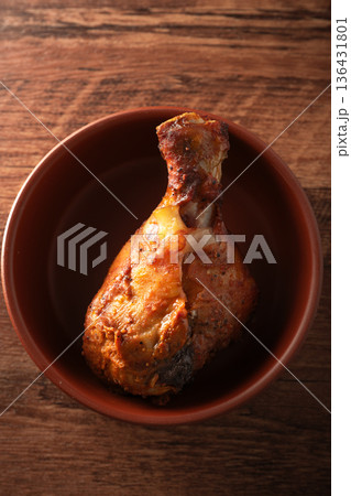 roasted chicken with brown rice roasted chicken with brown rice 136431801