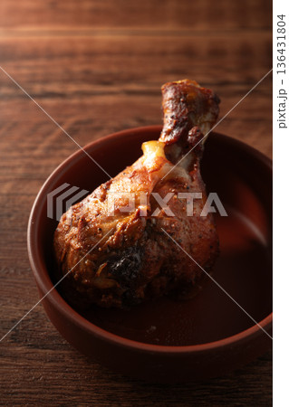 roasted chicken with brown rice roasted chicken with brown rice 136431804