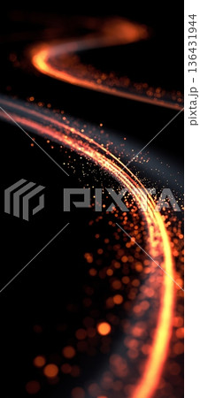 Glowing light trails creating abstract energy flow on black. Abstract glowing light trails with particles showing dynamic energy and speed. Abstract wallpaper Glowing light trails creating abstract energy flow on black. Abstract glowing light trails with particles showing dynamic energy and speed. Abstract wallpaper 136431944