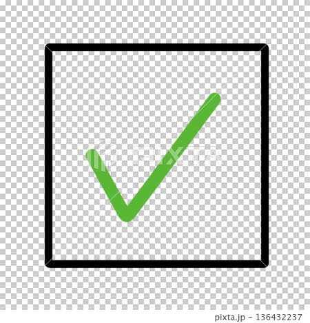 チェックマーク レ点が緑の線画シンプルアイコン（背景透過）のイラスト素材 [136432237] - PIXTA