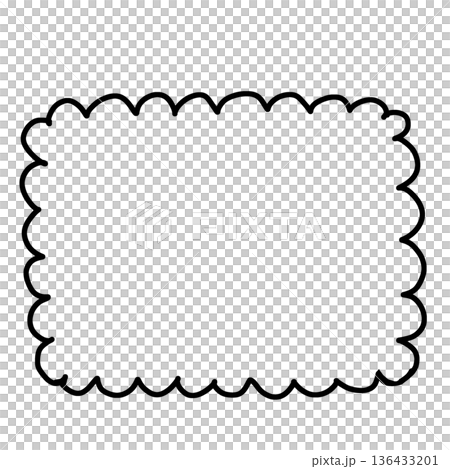 手描きの雲型フレーム素材 136433201