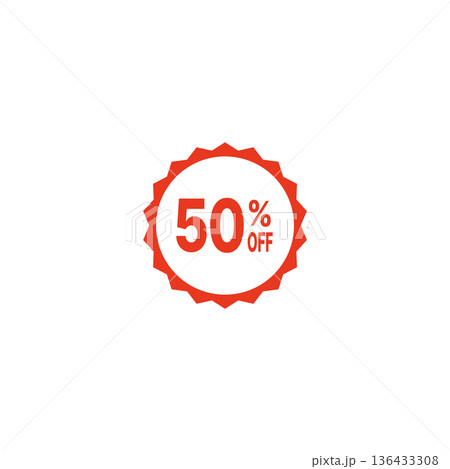赤と黄色のセールラベルアイコン メダル 赤 136433308