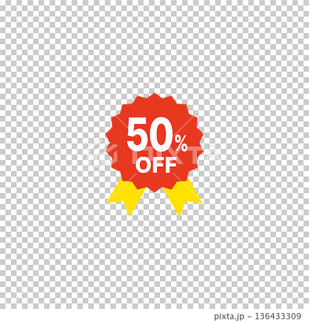 紅色和黃色銷售標籤圖示獎牌絲帶紅色 136433309