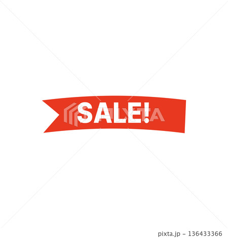赤と黄色のセールラベルアイコン リボン 赤 136433366