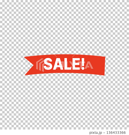 赤と黄色のセールラベルアイコン リボン 赤 136433366