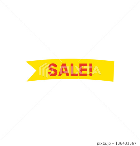 赤と黄色のセールラベルアイコン リボン 黄 136433367