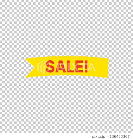 赤と黄色のセールラベルアイコン リボン 黄 136433367