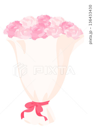 薄ピンク色のカーネーションの花束イラスト 薄ピンク色のカーネーションの花束イラスト 136433430