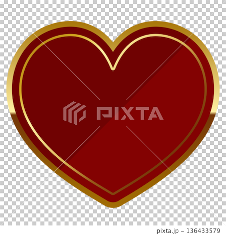 高級感のあるハートのフレーム　レッド＆ゴールド 136433579