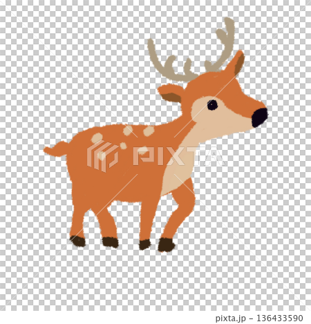 Cute deer illustration - Be careful of jumping out onto the road - Wild animal material Cute deer illustration - Be careful of jumping out onto the road - Wild animal material 136433590
