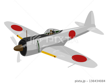 日本陸軍の隼戦闘機(銀塗装)のイラスト 日本陸軍の隼戦闘機(銀塗装)のイラスト 136434084