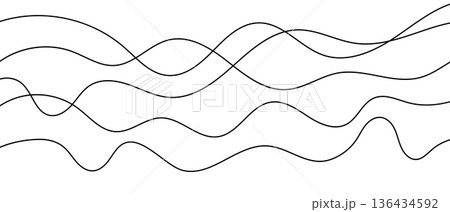 Continuous curvy cable drawing, abstract tangle and wiggle vector lines on white background, modern linear art 136434592