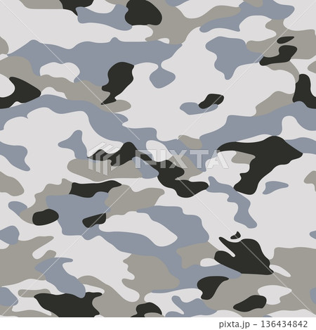 Camouflage seamless pattern background. Classic clothing masking camo print 136434842