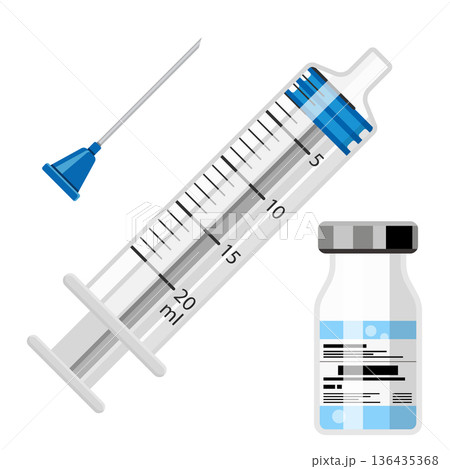 Plastic Medical Syringe and Vial Icon Plastic Medical Syringe and Vial Icon 136435368