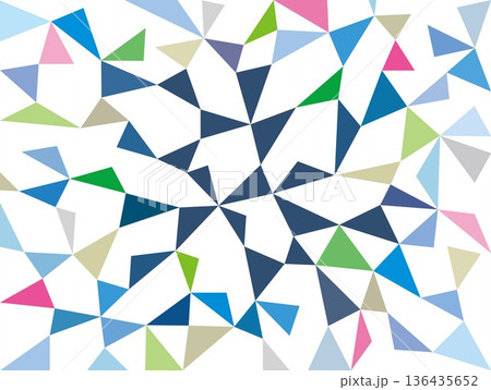 幾何学模様　三角形　白背景　カラフル 136435652