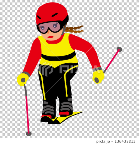 ウインタースポーツの試合に挑む女子のイラスト・スキークロス02 ウインタースポーツの試合に挑む女子のイラスト・スキークロス02 136435813