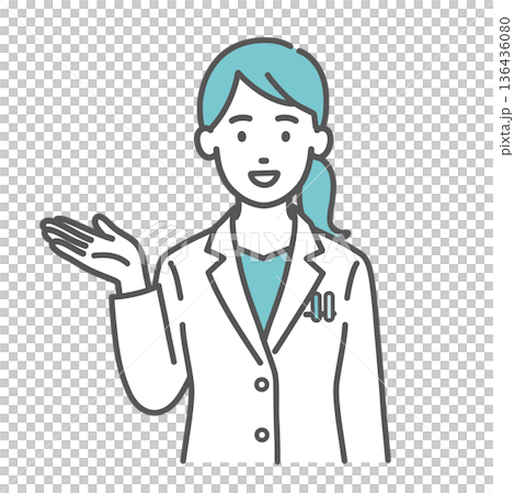 Illustration of a female doctor and pharmacist guiding (palm/introduction) Illustration of a female doctor and pharmacist guiding (palm/introduction) 136436080