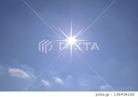 青空と太陽　直射日光 （ fix撮影 ) 136436180