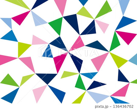幾何学模様　三角形　白背景　カラフル 136436702
