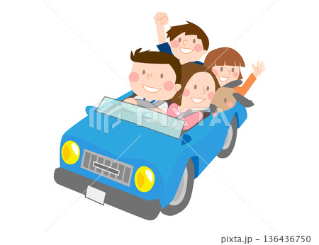 家族で車でドライブのイラスト 136436750