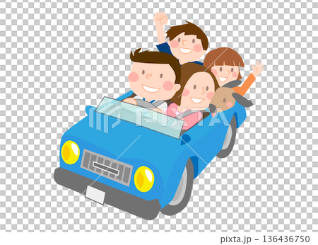 家族で車でドライブのイラスト 136436750