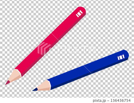 赤鉛筆と青鉛筆のイラスト 赤鉛筆と青鉛筆のイラスト 136436754
