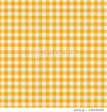 ギンガムチェックのかわいい背景素材 チェックのシームレスなパターンイラスト オレンジ ギンガムチェックのかわいい背景素材 チェックのシームレスなパターンイラスト オレンジ 136436984