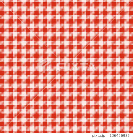 ギンガムチェックのかわいい背景素材 赤いチェックのシームレスなパターンイラスト ギンガムチェックのかわいい背景素材 赤いチェックのシームレスなパターンイラスト 136436985