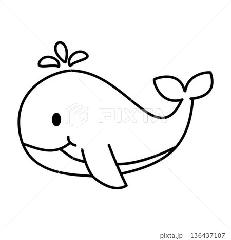 Whale doodle cartoon 136437107