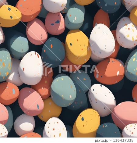 Colorful speckled Easter eggs forming abstract spring seamless pattern. Many colorful speckled Easter eggs creating a festive spring holiday background Colorful speckled Easter eggs forming abstract spring seamless pattern. Many colorful speckled Easter eggs creating a festive spring holiday background 136437339