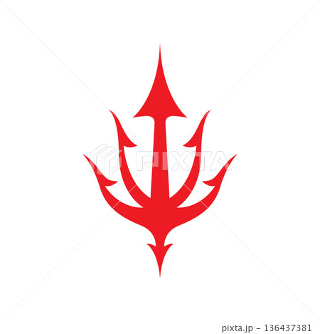 Vintage Trident Spear of Poseidon Neptune God Triton King logo design 136437381