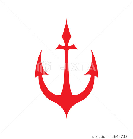 Vintage Trident Spear of Poseidon Neptune God Triton King logo design 136437383