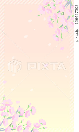 桜のイラストの春のセールバナー背景（パステルカラー・縦型） 136437502