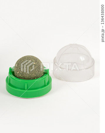 Mint ball for cats on a white background. Fun toy. Mint ball for cats on a white background. Fun toy. 136438000