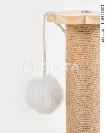 Scratching post for cats is isolated on a white background. Game for cats. 136438001