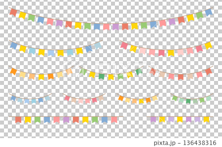 Colorful V-Cut Ribbon Garland Variation Material Set (Straight, Curved, Long, Short) Colorful V-Cut Ribbon Garland Variation Material Set (Straight, Curved, Long, Short) 136438316