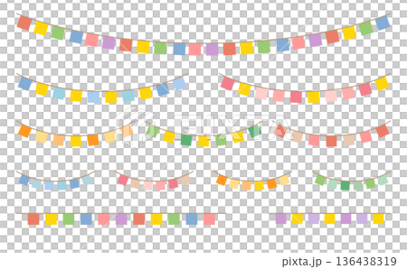 Colorful Flag Garland Variation Material Set (Straight, Curved, Long, Short) Colorful Flag Garland Variation Material Set (Straight, Curved, Long, Short) 136438319