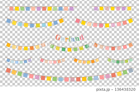 彩色旗幟花環組合套裝（直的、彎的、長的、短的） 136438320