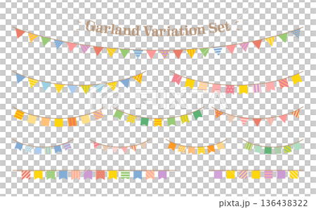 ガーランド バリエーション素材セット (直線・曲線・ロング・ショート) ガーランド バリエーション素材セット (直線・曲線・ロング・ショート) 136438322