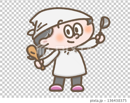 Illustration of a girl wearing an apron Illustration of a girl wearing an apron 136438375