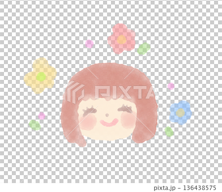 Watercolor illustration of a smiling cute girl Watercolor illustration of a smiling cute girl 136438575