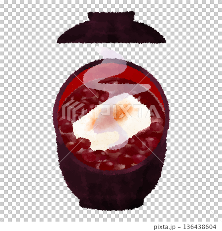 Steaming rice cake soup in a bowl with a lid - watercolor touch Steaming rice cake soup in a bowl with a lid - watercolor touch 136438604