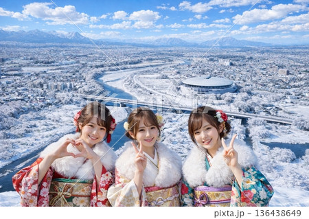 前橋県庁より日本トーターグリーンドーム前橋方面を望む 雪景色 前橋県庁より日本トーターグリーンドーム前橋方面を望む 雪景色 136438649