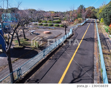 秋の名古屋市大高緑地公園　森に囲まれた大高緑地 交通公園 136438839